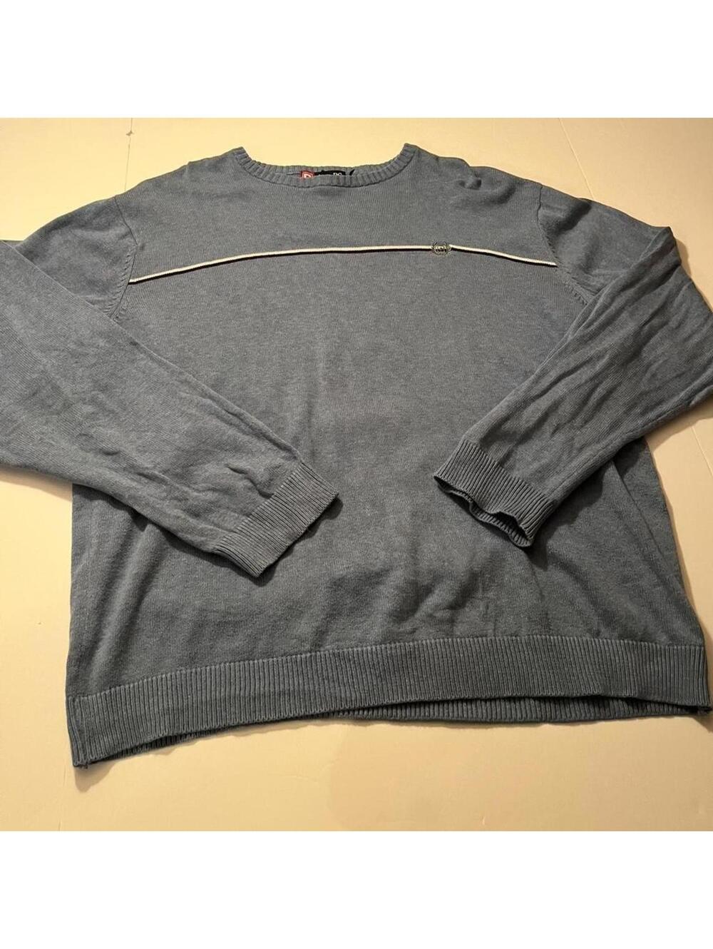 Chaps Men's Light Blue Sweater 100% Cotton, Sized XL